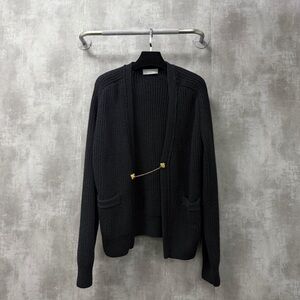 Authentic Dior Black Knit Jacket with Gold Accent